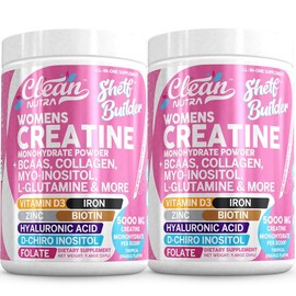 Creatine for Women | Creatine Monohydrate + BCAA Powder Myo-Inositol Collagen Biotin Hyaluronic Acid Folate L Glutamine Vitamin D3 Iron Zinc D-Chiro:_2 Bottles (Save 10% + Free S&H)