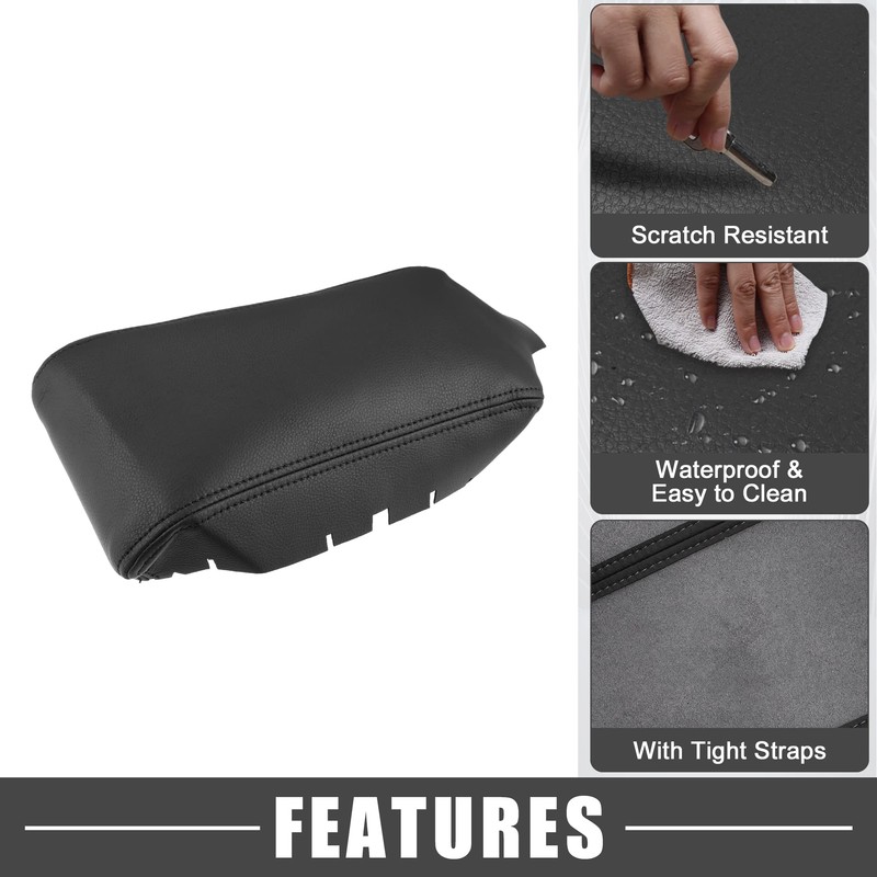 A ABSOPRO Black Faux Leather Armrest Protector Cover Pad Replacement