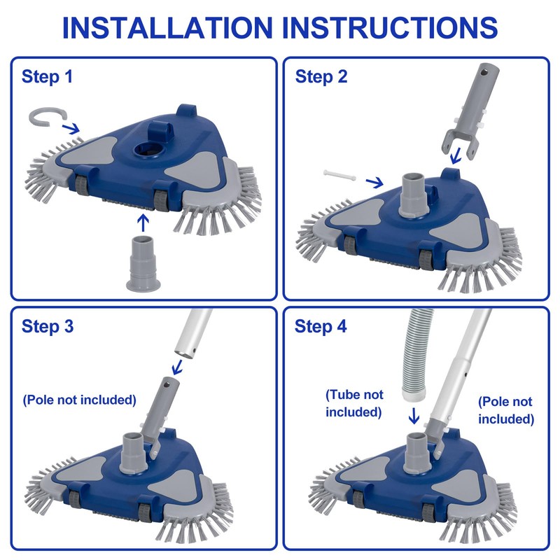 POOLAZA Pool Vacuum Head, Weighted Pool Vacuum Head with 1-1/4'',1-1/2''