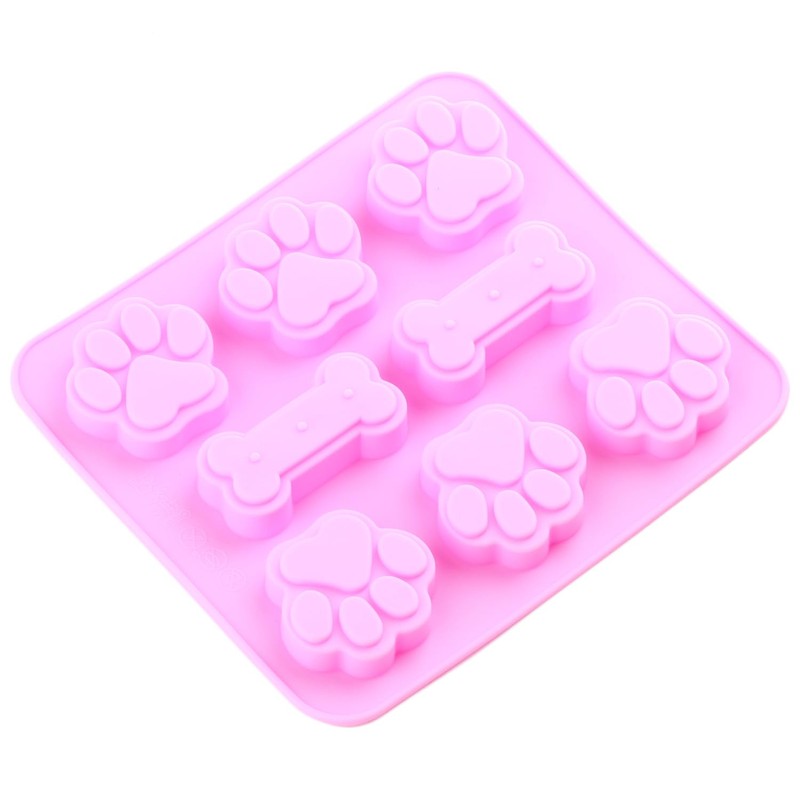 YIMINGMOLD 2pcs Puppy Paw and Bone Silicone Chocolate Molds For