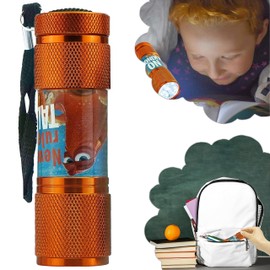HOVUK Finding Dory Small Torch for Kids 8.7cm, 9 LED Aluminium Torch for Girls, Dog Walking Travel Torch, Handheld Flashlight, Super Bright, Kids Xmas Gift (Orange)