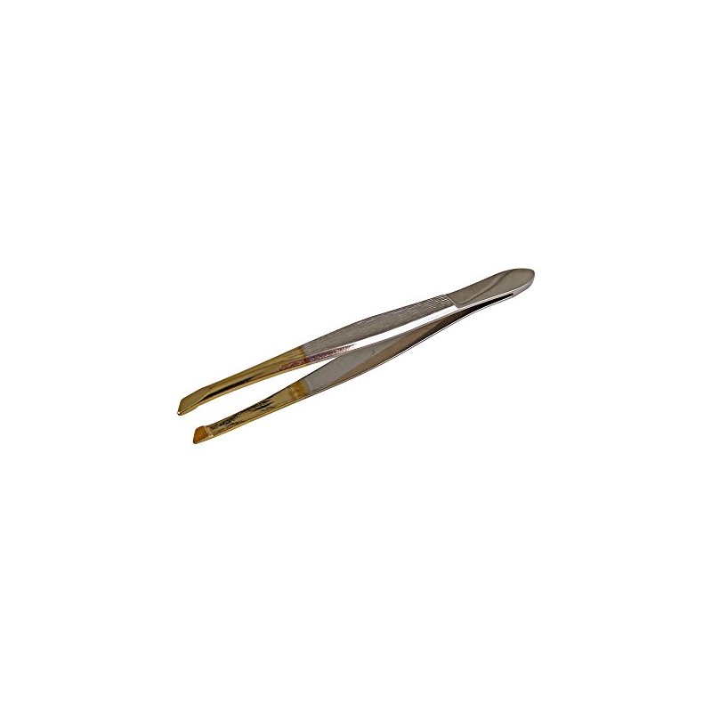 EKS Solingen Tweezer Gold Tip Narrow Slant Nickel Plated EK