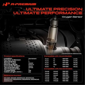 A-Premium Sensor de Oxígeno O2 | Compatible con Honda Accord 1995-1999, Pilot 2003-2004, Prelu de 1996 y Acura CL 1997-1999, MDX 2001-2002, TL, Aguas 