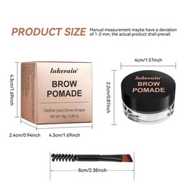 lakerain Longlasting Eyebrow Pomade with Brush, 2 Counts/set Waterproof & Sweatproof Eyebrow Cream, Makeup Brow, Fills and Shapes Eyebrow, Eyebrow Cosmetics - Color: #6 Chocolate, Specification: one-size