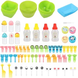 105 Piezas Accesorios para Cajas De Comida, Incluyendo Divisor, Botella De Salsa, Botella Exprimible, Tenedor De Fruta, Exquisita Caja De Comida, Accesorios para Niños para La Escuela.