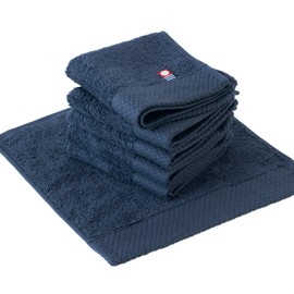 Bloom Imabari Towel, Certified Mini Handkerchief, Set of 6, Ciel, Mini Towel, Hotel Specifications, Water Absorbent, Quick Drying, Room Drying, 100% Cotton, Made in Japan (Navy)