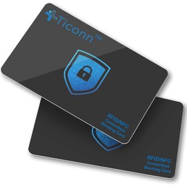 TICONN RFID Blocking Cards - 2 Pack, Premium Contactless NFC Debit Credit Card Passport Protector Blocker Set for Men & Women, Smart Slim Design Perfectly fits in Wallet/Purse (2)