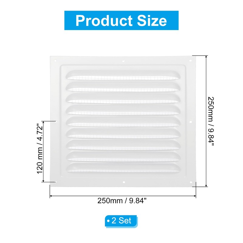 PATIKIL 10x10" Attic Vent Soffit Vent, 2 Pcs Aluminum Alloy