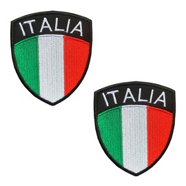 Pack of 2 "Italy" Sign Flag Patch Iron-On Patch Tactical Military Applique for Clothing Baseball Cap Bags Vest Jacket Backpacks