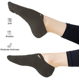 WeddHuis 2 Pairs of Yoga Socks for Women Non-Slip Grip Socks with Straps Non-Slip Socks for Barre Fitness Pilates Ballet Dance Barefoot Training (Black + Grey), colour