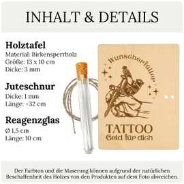 ZUKLA Packaging for Money Gifts Wooden Tattoo/Tattoo 13 x 10 cm with Test Tube - Original Wooden Money Gift - Tattoo Voucher Gift Box
