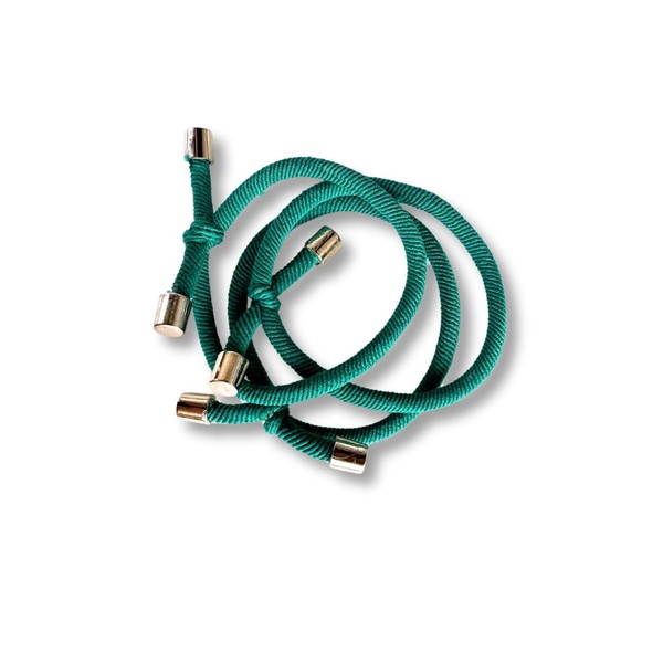 Knotted Hair Tie, Elastic Cord Design (Teal Green) Set of