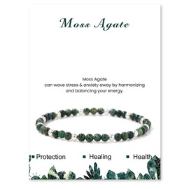 Uwiyo Genuine Natural Stone Bracelet for Women, 4 mm Pearl Bracelet with Silver Pearl, Elastic Gemstone Bracelet, Ball Bracelet for Women, Girls, Gift for Birthday, Mother's Day, Christmas, Stone, No