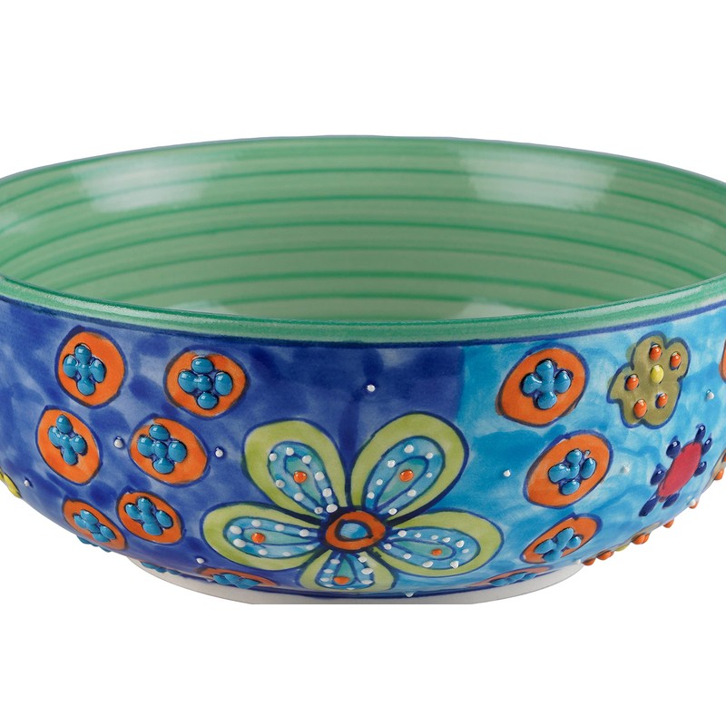 Gall&Zick Bowl 19 cm Diameter Hand-Painted Ceramic Salad Bowl (Green)