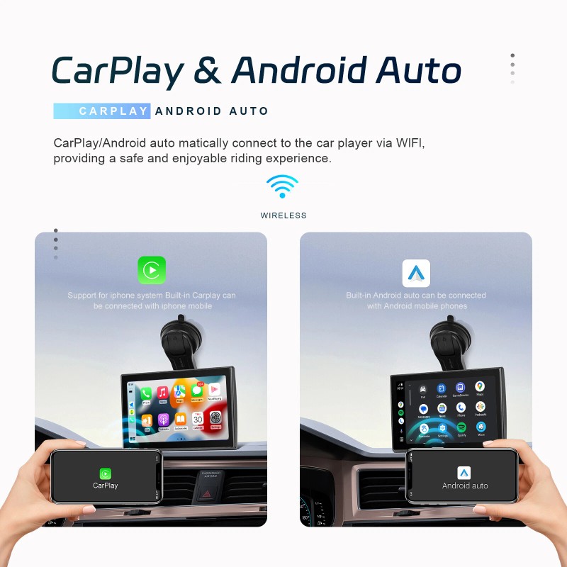 CFRIATO Wireless Apple Carplay Screen for Car Android Auto Portable