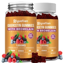 Quercetin Gummies with Bromelain,Quercetin with Zinc, Vitamin C, Elderberry for Lung Immune Support Supplement for Kids Adults, Cardiovascular,Aging Support Chewable Vitamins Gummy ,Vegan, 120 Count