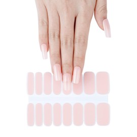 NKA Semi-Cured Gel Nail Strips Kit – 16 Long Strips in 8 Sizes – Quick & Easy Application – Cures in 60 Seconds – Includes Mini File & Cuticle Stick – Long-Lasting, PINK SAND