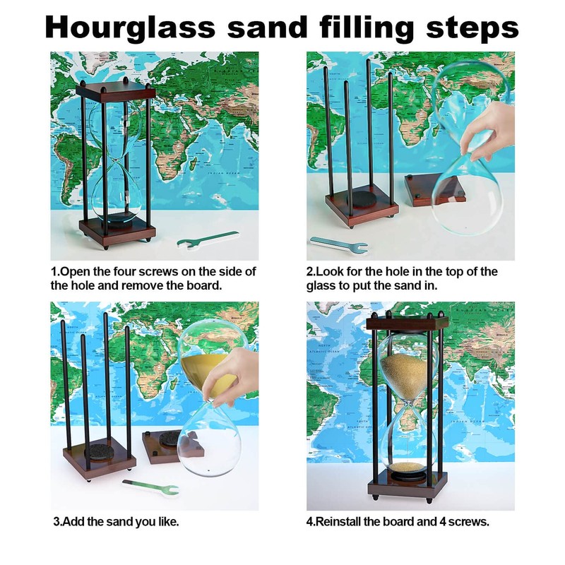 SuLiao Empty Hourglass Fillable, 10 Inch Large Black Wooden Frame