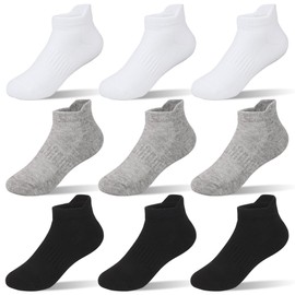 COZYOFFI Boys Girls Ankle Socks: 9 Pairs Cotton Athletic Socks for Kids