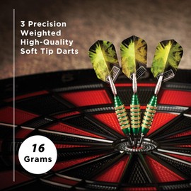 Viper Spinning Bee Soft Tip Darts with Casemaster Storage/Travel Case, Green, 16 Grams