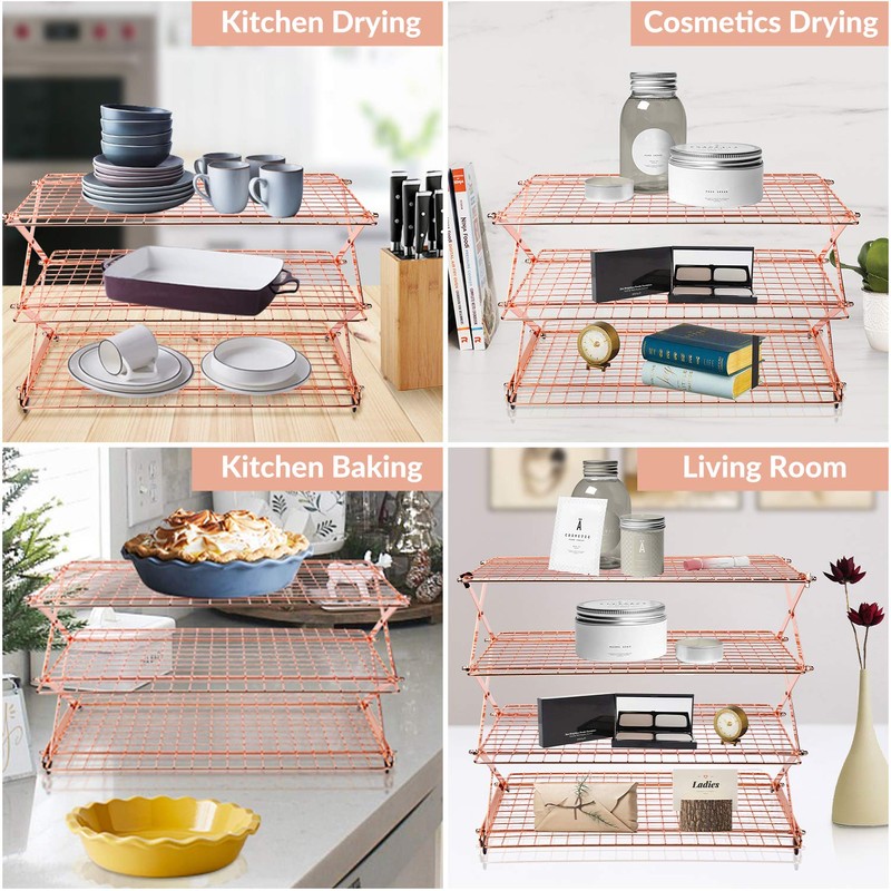 Geesta 2/3/4-Tier Collapsible Cooling Rack with Adjustable 3 Setting Design