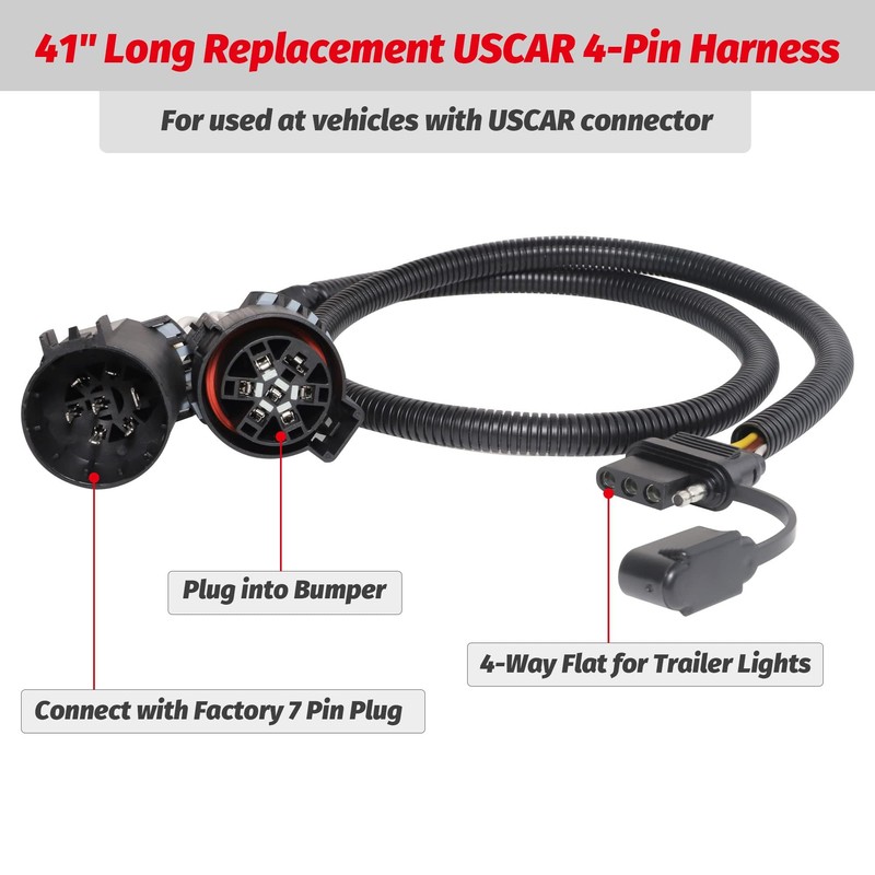 MECMO 55384 Replacement USCAR 7 Pin to 4 Pin Trailer