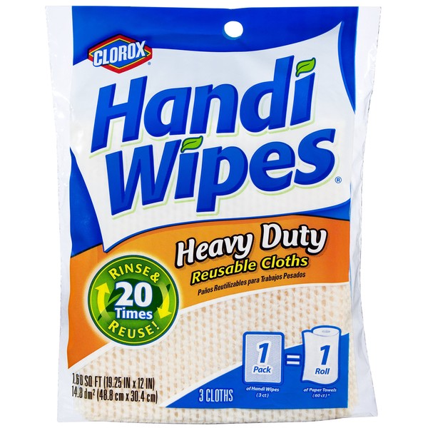 Clorox Handi Wipes Heavy Duty Reusable Cloths, 3 Count (Pack of 4) Colors May Vary