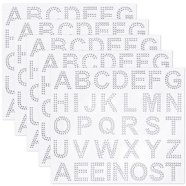 SOFPLATE 4 Bögen Alphabet-Strass-Aufkleber, glitzernde Buchstaben-Aufkleber, transparent, 4 cm, halbrund, von A bis Z, Glitzer, Edelstein, selbstklebende Kristall-Aufkleber für Handyhülle, Laptop