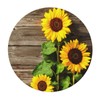Famame Sunflower Woodenboard Round Fitted Tablecloth with Elastic Protector Table