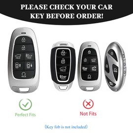 OFF WE GO for Hyundai Key Fob Cover, Soft TPU Protection Key Fob Case Compatible with 2024 2023 2022 2021 Hyundai Sonata Santa fe Tucson Palisade Nexo Smart Car Key (Silver Black)