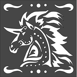 Rubstamper Unicorn Logo Stencil Reusable Sturdy Flexible Clear Plastic 1-5.5x5.5 in Arts and Crafts Material Scrapbooking for Airbrush Painting Drawing