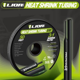 LIDAPRO Heat Shrink Tubing 50 Feet Roll, 3:1 Ratio Adhesive Lined Marine Grade Shrink Wrap Tubing,Industrial Heat Shrink Tube Electrical 3/32 inches Black