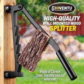 Gioventù Wall Mounted Kindling Splitter, Manual Wood Splitter Made with Heavy-Duty Steel, All-Weather Black Coating, Portable Log Splitters for Firewood, Indoor and Outdoor Use
