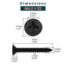 #8 x 1-1/4" Flat Head Wood Screws (50 pcs), 18-8 (304) Stainless Steel, Phillips Drive Flat Head Self Tapping Screws, Black Oxide Coated Sheet Metal Screws, Fayeploo (with Phillips Driver Bit)