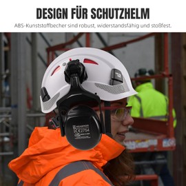 HEARMOR Ear Defenders for Helmet, Ear Protectors for Forestry Helmet with Visor and Chainsaw Helmet, red