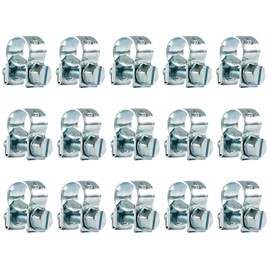 Hose Clips 15Pcs 8-10mm Hose Clip Clamps Pipe Repair Clamp Mini Petrol Fuel Line Clamps Perfect for Securing Small Diameter Hoses Silver Iron Galvanized Non-Stainless Steel Material