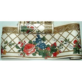 Village Wallpaper Border Village Mixed Hanging Flowers and Lattice #597901