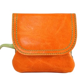 Pacca Pacca HG41667 CANDY Candy Horse Leather Gamaguchi Coin Purse Wallet Genuine Leather, orange