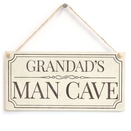 Grandad’s Man Cave - Fun Traditional Design Style Handmade Sign for Grandad’s Boys Room