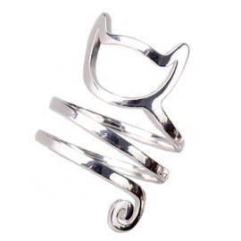 Helen de Lete Innovative Lovely Cat Kitty Sterling Silver Ring Updated Version for Adult Women