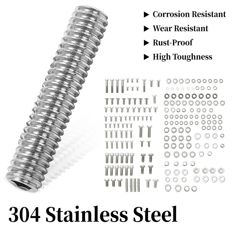 Stainless Steel Small Block Engine Hex Bolt Kit Compatible with