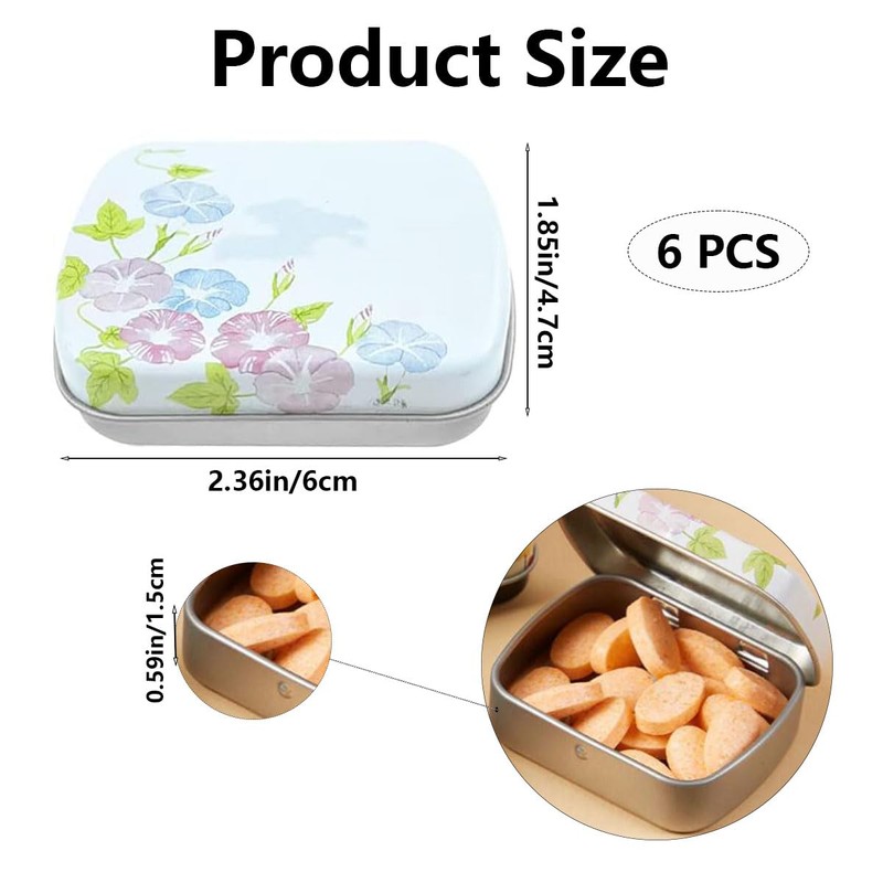 mkemka 6Pcs Mini Tin Box Rectangular Iron Tin Box Portable