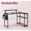 Dowinx 43” Black L-Shaped Gaming Desk w/ Built-in Power Outlets