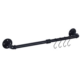 HouseAid 24 Inch Industrial Pipe Towel Bar, Farmhouse Iron Hand Towel Holder, Vintage Style Towel Rod for Bathroom, Wall Mounted, Matte Black (Hook Included)