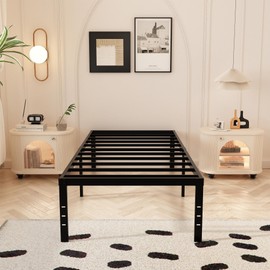 Maenizi 18 Inch Twin XL Bed Frames with Fabric Cover, Heavy Duty Metal Twin XL Platform Bed Frame, No Box Spring Needed, Support Up to 2500 lbs, Easy Assembly, Noise Free, Black