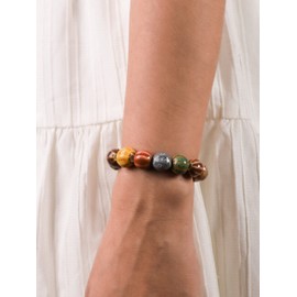 Hanary Boho Fashion Colorful Ceramic Round Beads Strand Stretch Bracelet Gift for Women