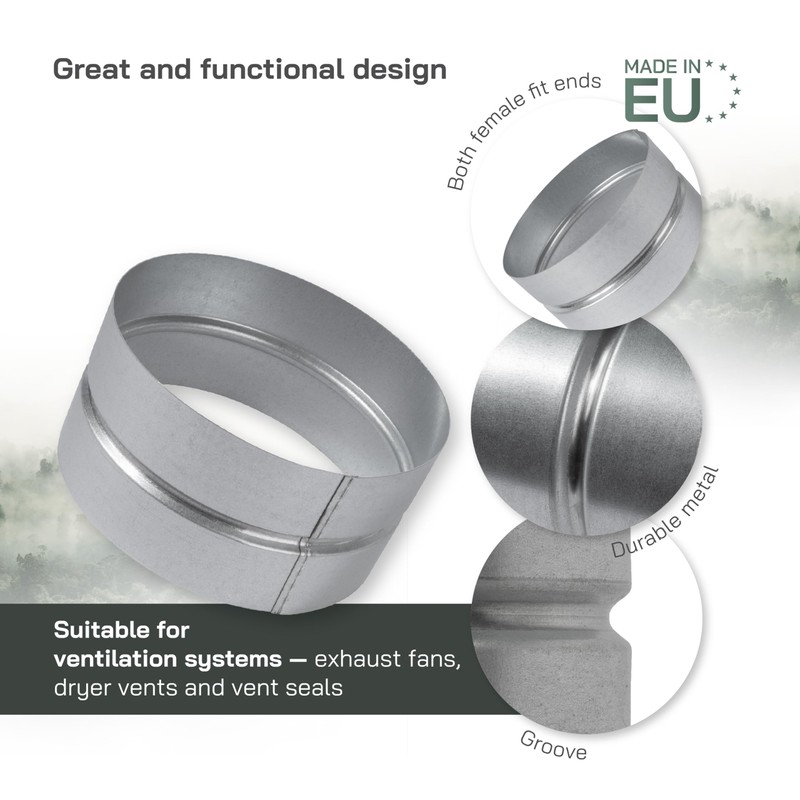 Vent Systems 6'' Inch Galvanized Steel Duct Connector - Round