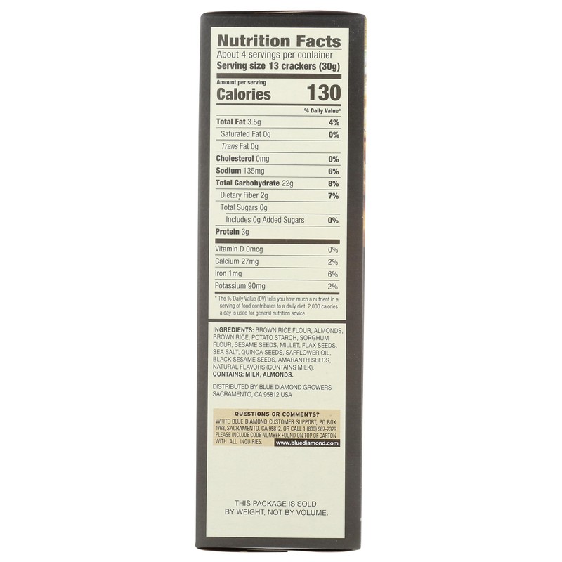 Blue Diamond Gluten Free Nut Thin Cracker Crisps, Multiseed, 4.25