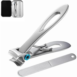 Clippers Lux Grip Stainless Steel  Clipper Set, Ultra  Wide Opening Splash Proof  Toenail Clippers for Men, Women and Seniors, Heavy Duty Fingernail Clipper for Thick Nails - Color: HD-Silver