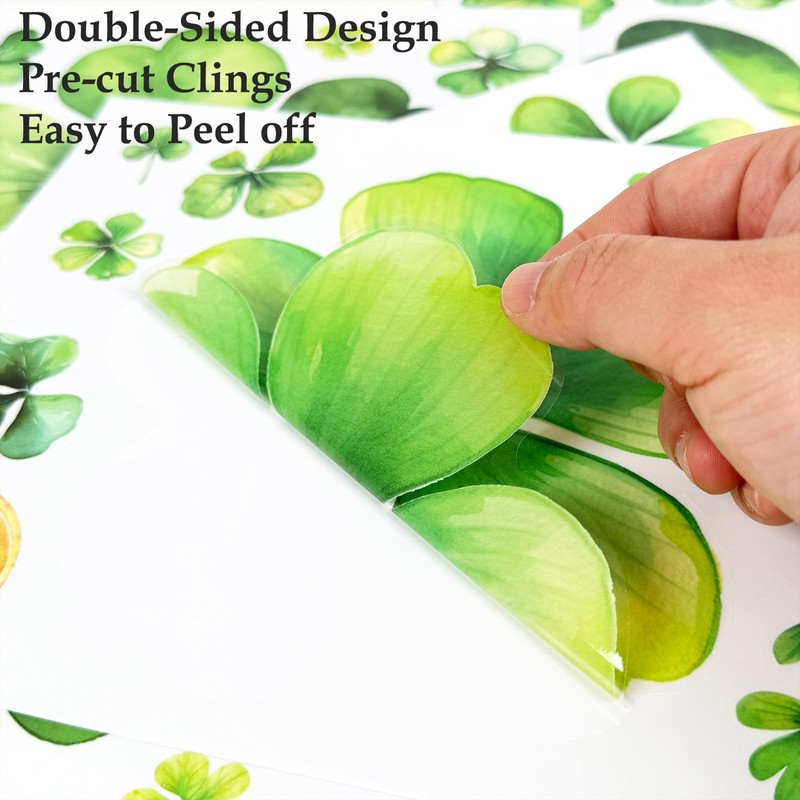 AOWDIAO 10 Sheets Shamrock Window Clings St. Patrick's Day Decorations